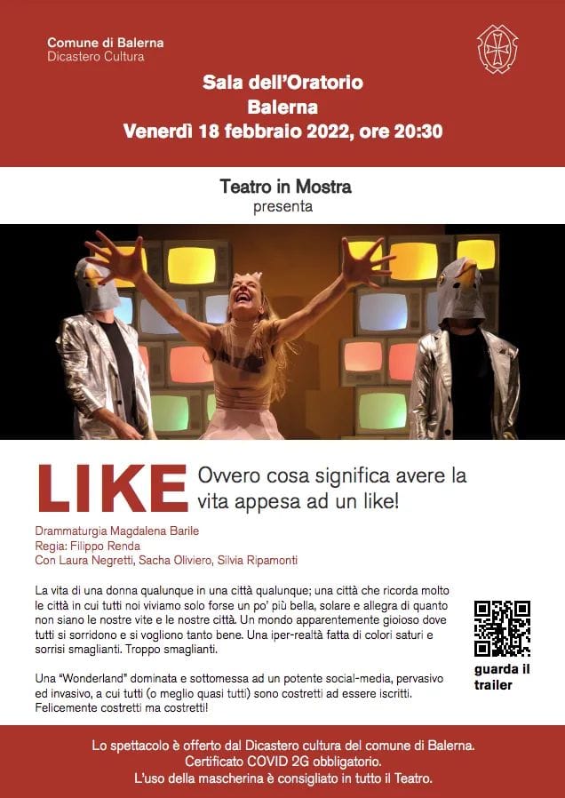 Scopri di più sull'articolo “LIKE” LO SPETTACOLO SOCIAL DI LAURA NEGRETTI A BALERNA