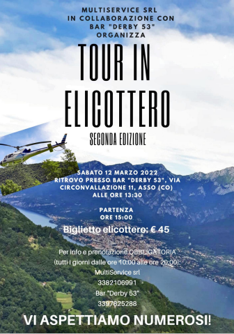 Scopri di più sull'articolo ASSO: TOUR IN ELICOTTERO NEL TRIANGOLO LARIANO