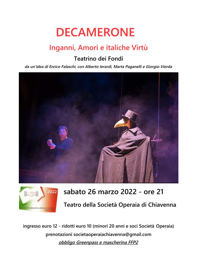 Scopri di più sull'articolo CHIAVENNA: DECAMERONE –  INGANNI, AMORI E ITALICHE VIRTU’, AL TEATRO DEI FONDI