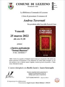 Scopri di più sull'articolo LEZZENO: PRESENTAZIONE ROMANZO DI ANDREA TAVERNATI
