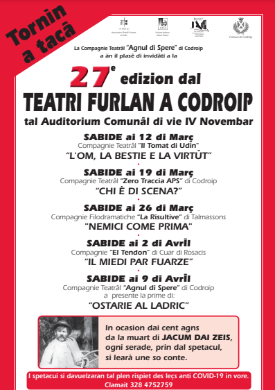 Al momento stai visualizzando 27°EDIZION DAL TEATRI FURLAN A CODROIP