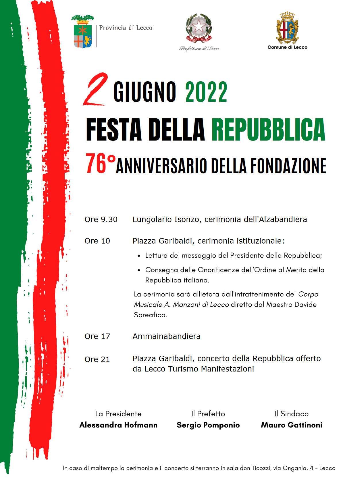 Scopri di più sull'articolo LECCO: PROGRAMMA FESTA DELLA REPUBBLICA