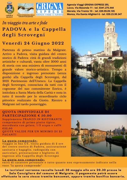 Scopri di più sull'articolo MALGRATE: VIAGGIO SPIRITUALE A PADOVA ORGANIZZATO DAL COMUNE