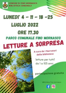 Scopri di più sull'articolo FINO MORNASCO: “LETTURE A SORPRESA” NEL PARCO