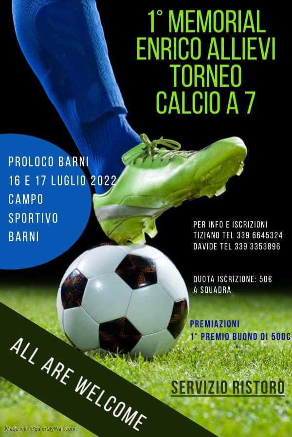 Scopri di più sull'articolo BARNI: MEMORIAL ENRICO ALLIEVI TORNEO DI CALCIO