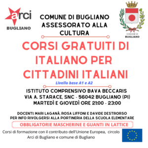 Scopri di più sull'articolo COMUNE DI BUGLIANO: CORSO DI ITALIANO PER CITTADINI ITALIANI