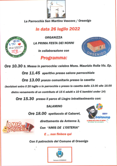 Scopri di più sull'articolo ORSENIGO: FESTA DEI NONNI CON PRANZO E INTRATTENIMENTO