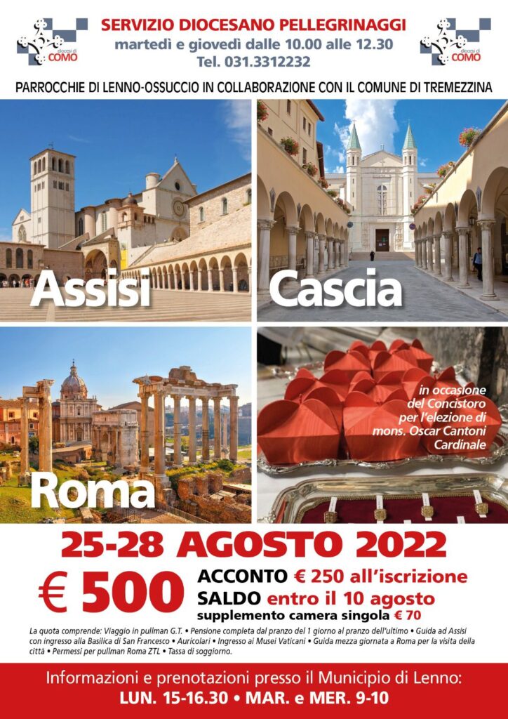 Scopri di più sull'articolo TREMEZZINA: GITA AD ASSISI, CASCIA E ROMA