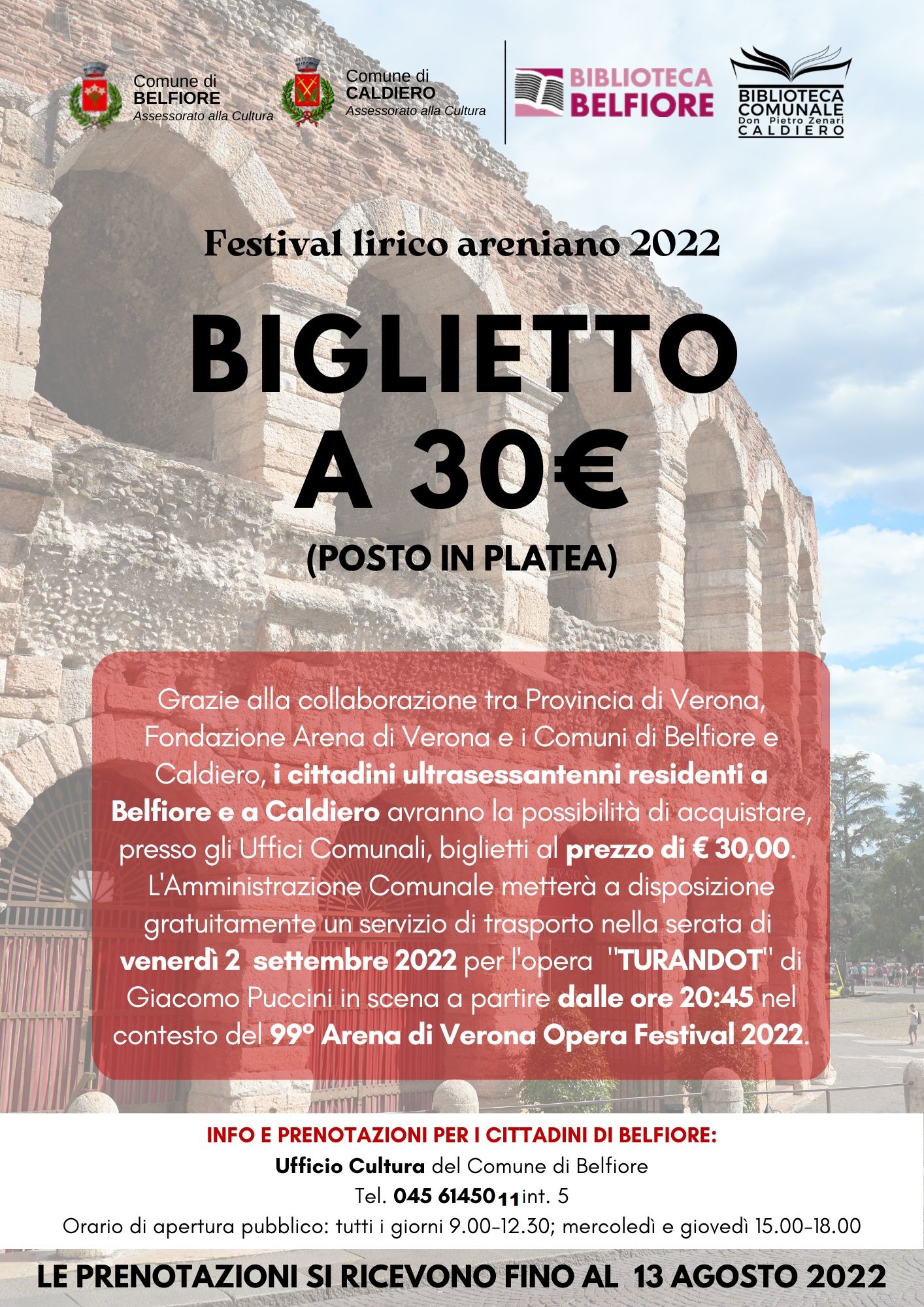 Scopri di più sull'articolo BELFIORE: INGRESSO AGEVOLATO ALL’ ARENA DI VERONA