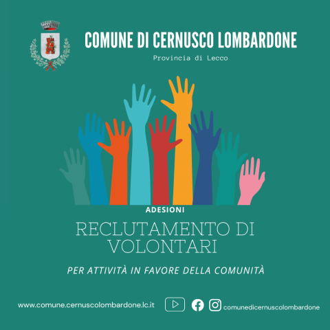 Scopri di più sull'articolo CERNUSCO LOMBARDONE: IL COMUNE CERCA VOLONTARI PER LA COMUNITA’
