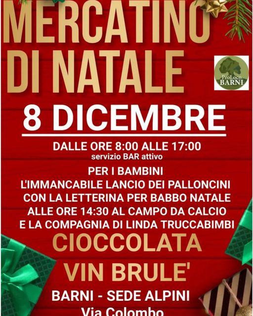 Al momento stai visualizzando BARNI: MERCATINO DI NATALE CON GLI ALPINI