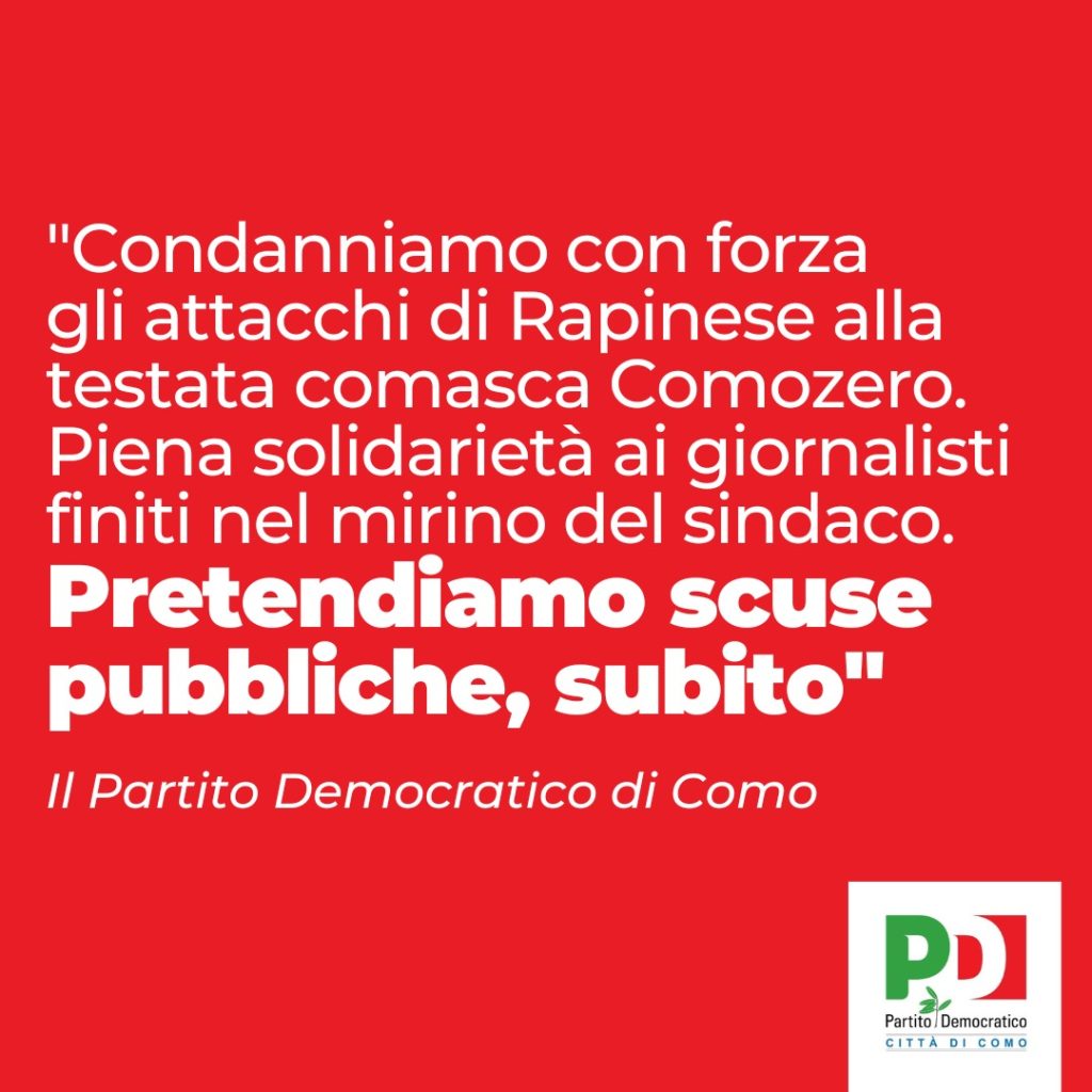 Scopri di più sull'articolo COMO: IL PD COMASCO CONDANNA IL SINDACO E I SUOI ATTACCHI A COMOZERO