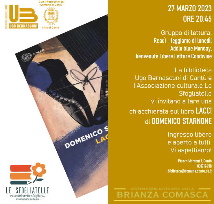 Scopri di più sull'articolo CANTU’: Readì – Gruppo di Lettura 27.03.2023 ore 20.45 Biblioteca Comunale Ugo Bernasconi Cantù