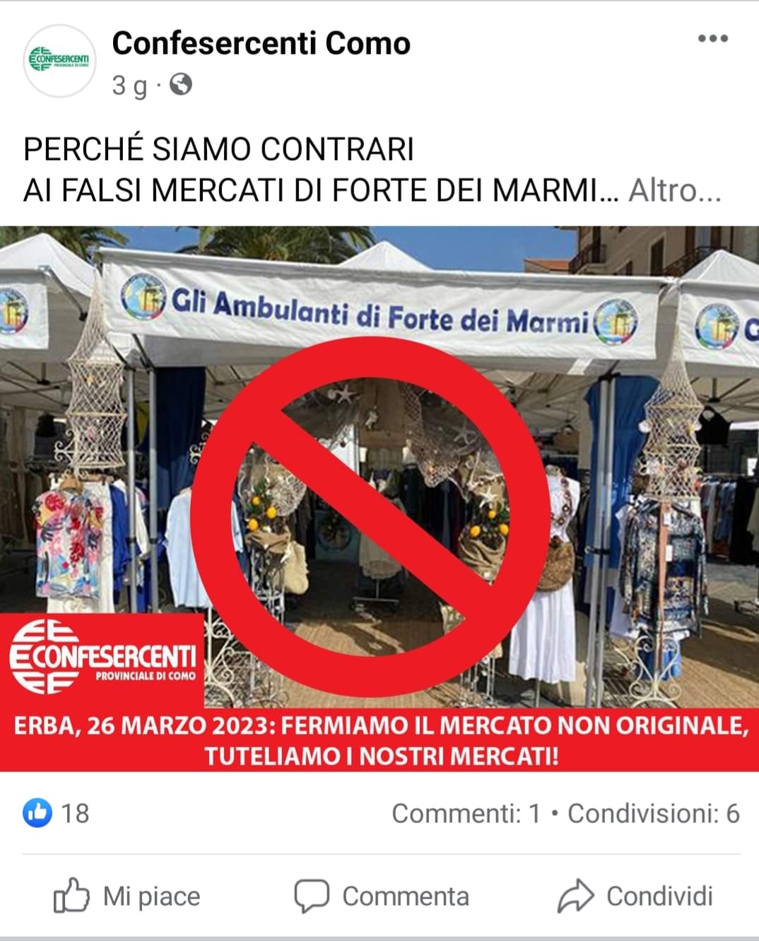 Scopri di più sull'articolo ERBA: IL MERCATO DI FORTE DEI MARMI CHE NON ESISTE MA C’E’ – CORO DI NO DA CONFESERCENTI COMO