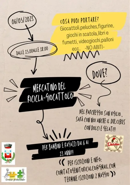Scopri di più sull'articolo CALCO: RECICLA IL GIOCCATTOLO IL MERCATINO DEL COMITATO GENITORI