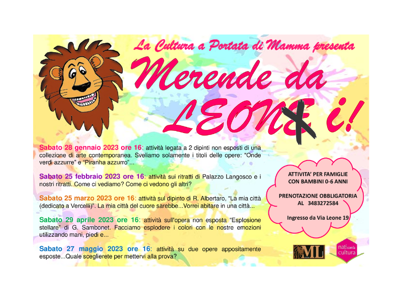 Scopri di più sull'articolo VERCELLI: La cultura a portata di mamma – Merenda da Leoni!