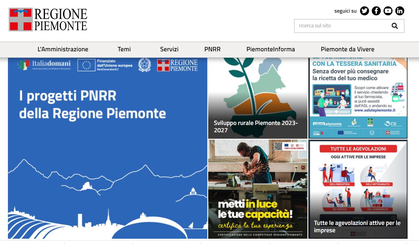 Al momento stai visualizzando IL PNRR IN PIEMONTE RISPETTA I TEMPI E’ ONLINE IL NUOVO SITO INTERNET DELLA REGIONE