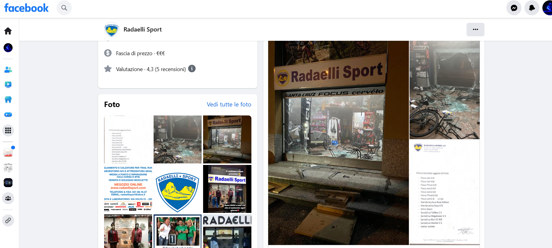 Scopri di più sull'articolo CANZO: FURTO DI BICICLETTE DA RADAELLI SPORT