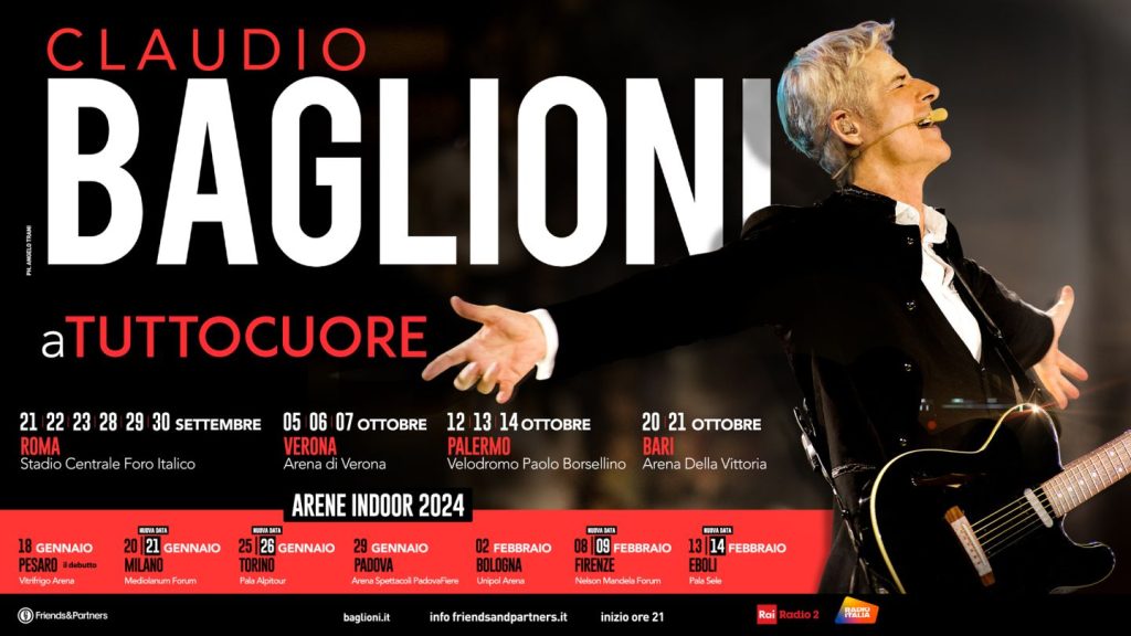 Scopri di più sull'articolo ROMA: CLAUDIO BAGLIONI RADDOPIA LE DATE DEL TOUR SU MILANO TORINO FIRENZE EBOLI