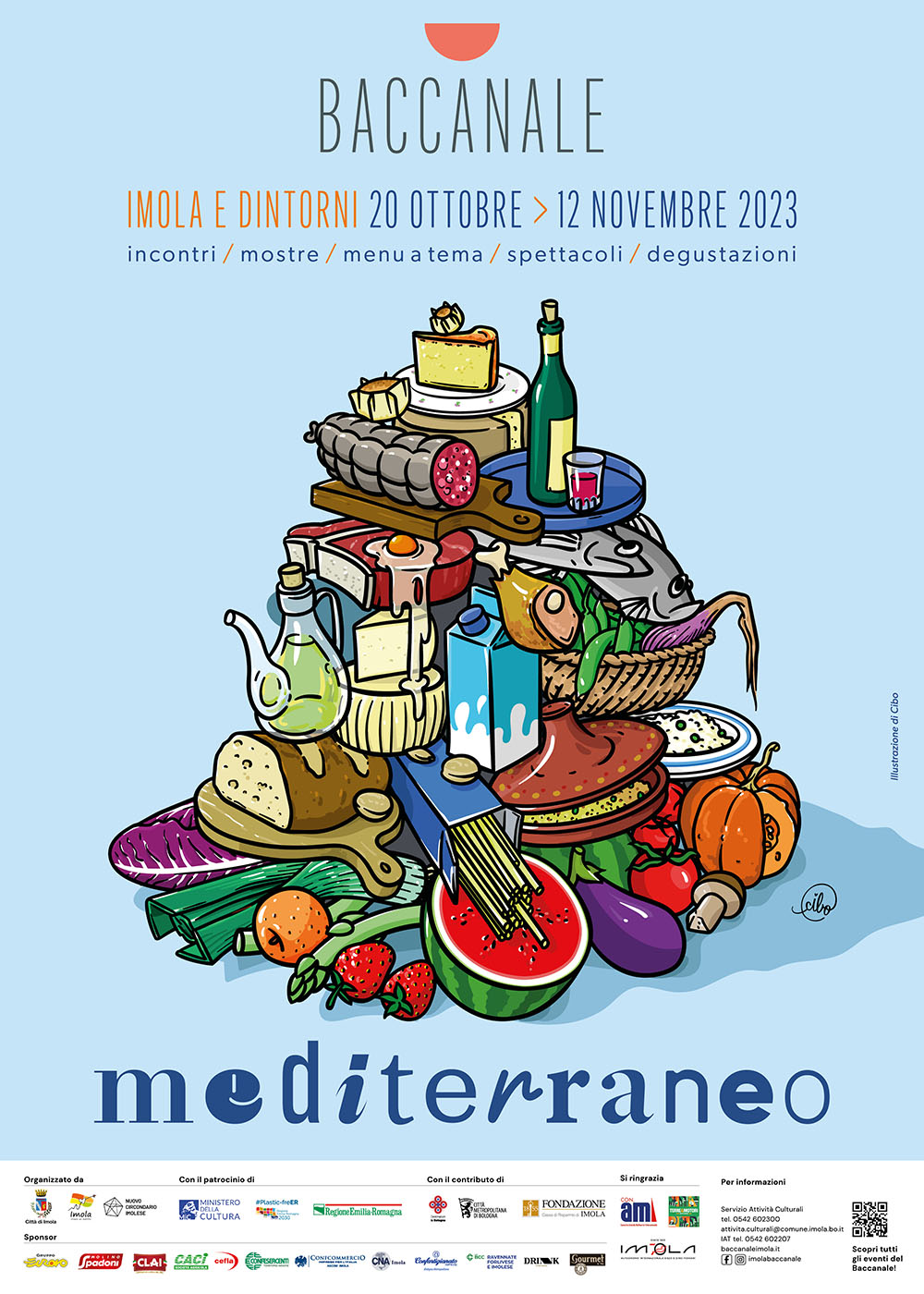 Scopri di più sull'articolo BACCANALE : CIBO DISEGNA L’ILLUSTRAZIONE SIMBOLO DELLA RASSEGNA