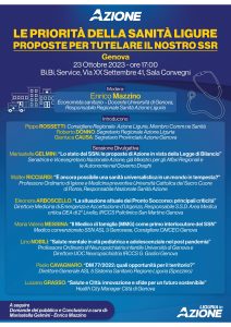 Scopri di più sull'articolo GENOVA: Le proposte per tutelare il Sistema sanitario regionale se ne parlerà ad un  convegno il 23 ottobre con Mariastella Gelmini e Walter Ricciardi