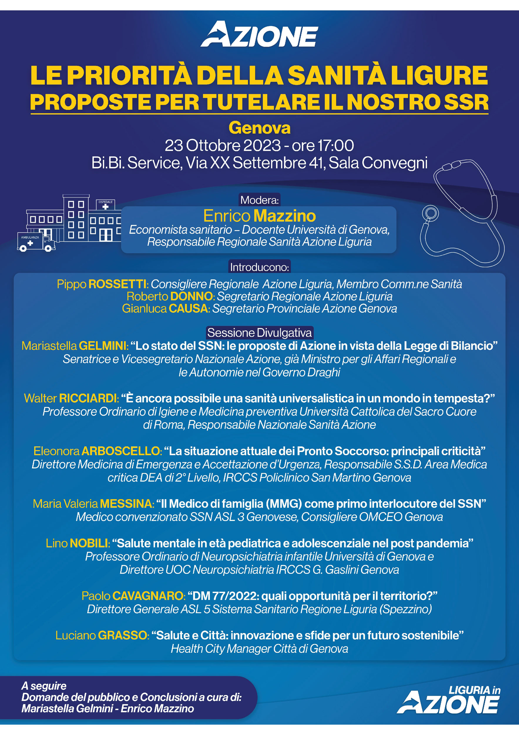 Al momento stai visualizzando GENOVA: Le proposte per tutelare il Sistema sanitario regionale se ne parlerà ad un  convegno il 23 ottobre con Mariastella Gelmini e Walter Ricciardi