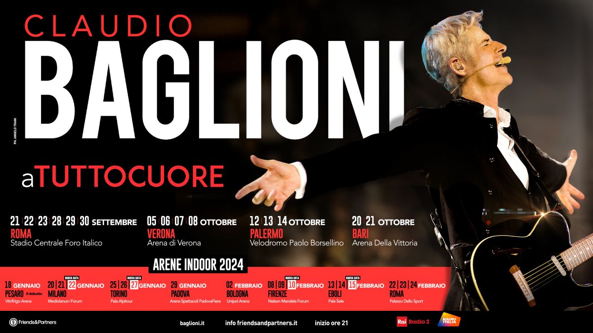 Al momento stai visualizzando CLAUDIO BAGLIONI: Milano, Torino, Firenze ed Eboli, per il Rock-Opera-Show “aTUTTOCUORE”