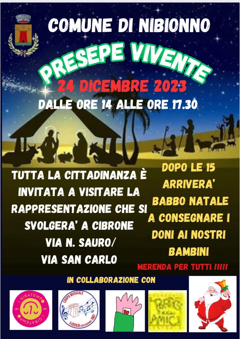 Al momento stai visualizzando NIBIONNO: LA VIGILIA DI NATALE E’ CON I VOLONTARI E IL COMUNE CHE ORGANIZZANO UN GRANDE EVENTO PER FAMIGLIE