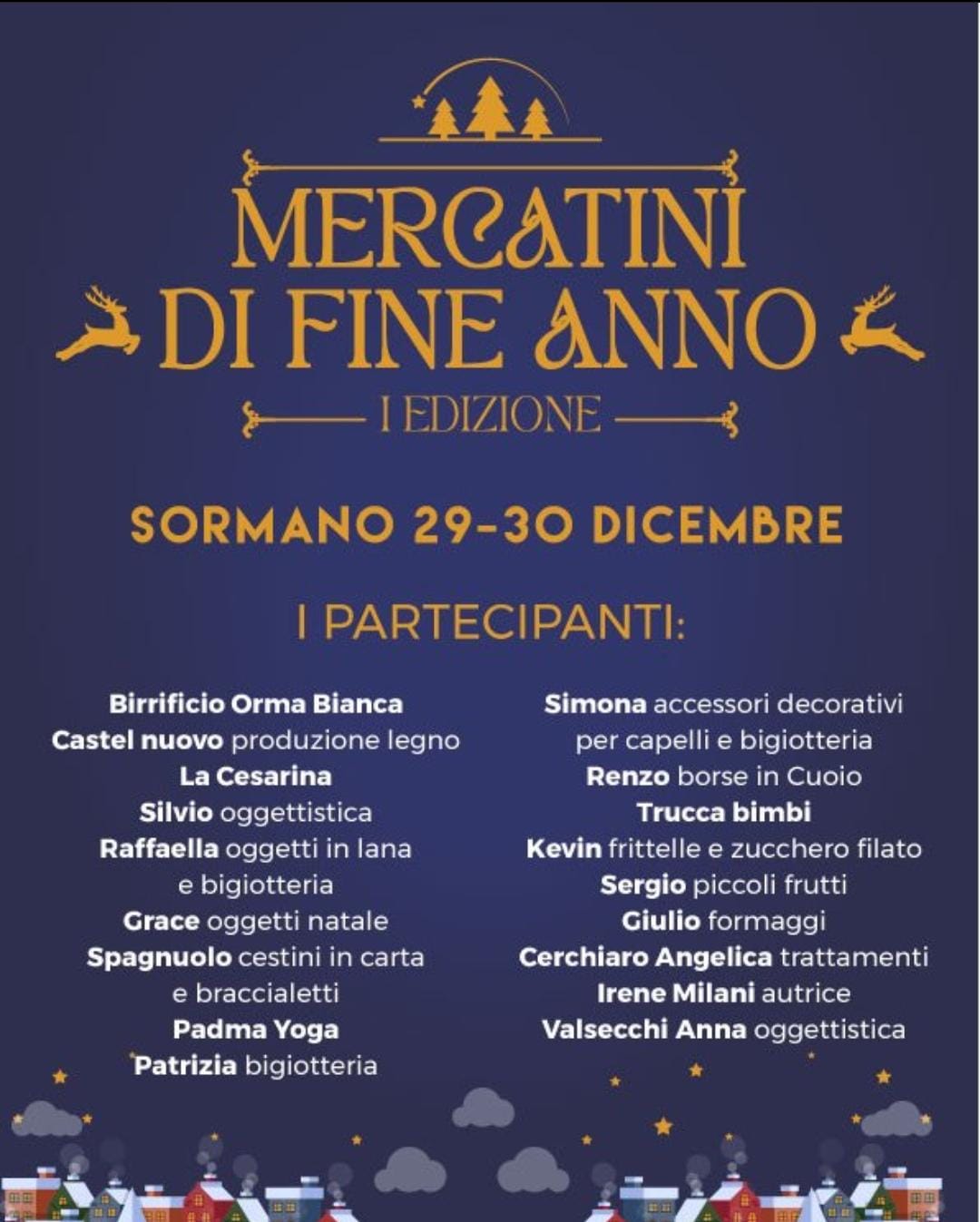 Scopri di più sull'articolo SORMANO: AL VIA I MERCATINI DI FINE ANNO OGGI E DOMANI