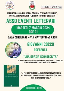 Scopri di più sull'articolo ASSO: NUOVO APPUNTAMENTO LETTERARIO IN COMUNE CON GIOVANNI COCO