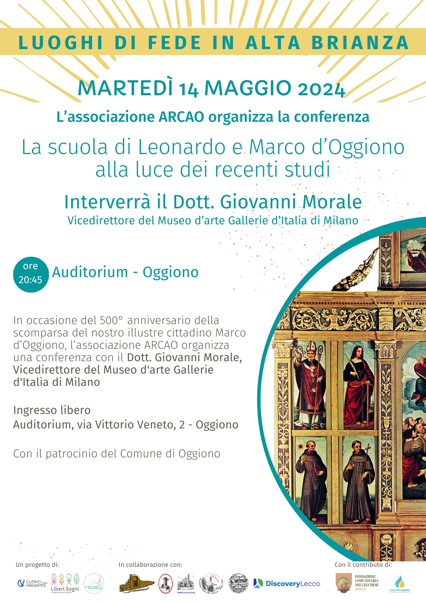 Al momento stai visualizzando OGGIONO: APERTURA STRAORDINARIA LUGHI DI CULTO NEL PRIMO WEEK END DI MAGGIO