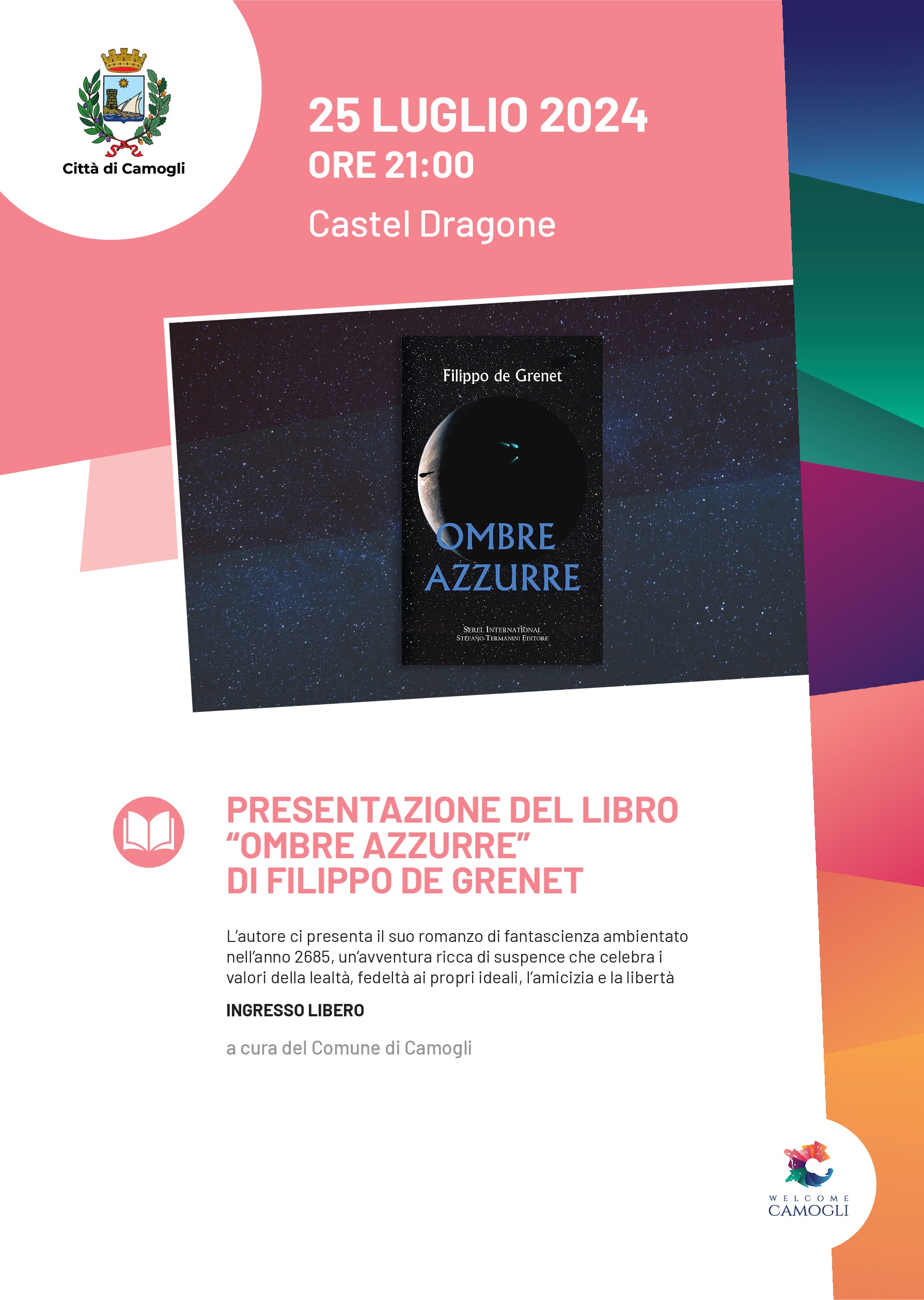 Scopri di più sull'articolo CAMOGLI: PRESENTAZIONE LIBRO DI FILIPPO DE GRENET “OMBRE AZZURRE” AL CASTEL DRAGONE