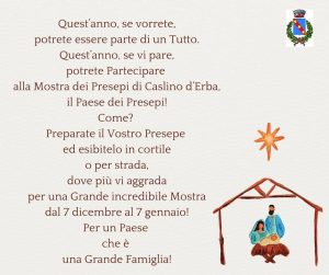 Scopri di più sull'articolo CASLINO D’ERBA: UN NATALE PER FAMIGLIE  “UN PRESEPE DI PAESE”