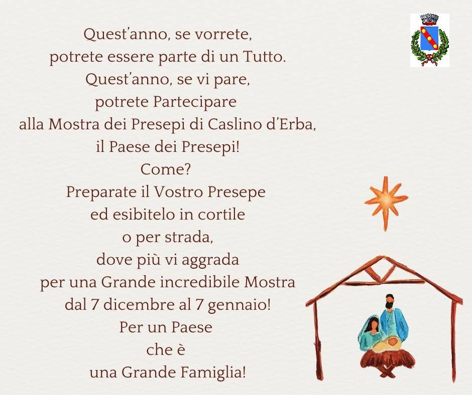 Scopri di più sull'articolo CASLINO D’ERBA: UN NATALE PER FAMIGLIE  “UN PRESEPE DI PAESE”