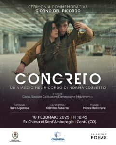 Scopri di più sull'articolo CANTU’: APPUNTAMENTO IN CITTA’ PER “Concreto – 1° movimento Un viaggio nel dolore in ricordo di Norma Cossetto”