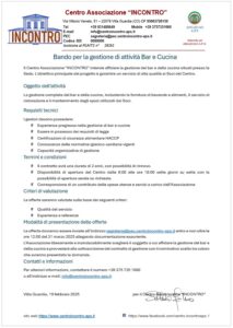 Scopri di più sull'articolo VILLA GUARDIA: L’ASSOCIAZIONE “INCONTRO” APRE UN BANDO PER L’ASSEGNAZIONE DELL’AREA BAR E RISTORANTE