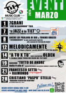 Scopri di più sull'articolo APPIANO GENTILE: AL TILT MUSICA PER TUTTI I GUSTI A MARZO UN RICCO PROGRAMMA DI CONCERTI