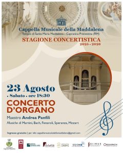 Scopri di più sull'articolo Stagione Concertistica Capranica Prenestina: Sabato 23 Agosto Concerto D’Organo