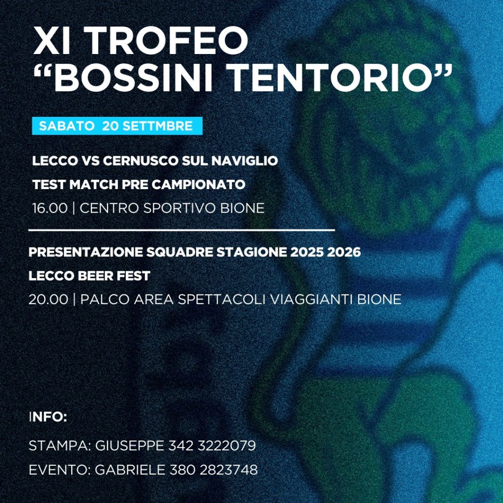 Scopri di più sull'articolo RUGBY LECCO CAFFE’ AGOSTANI SABATO 20 SETTEMBRE UN PROGRAMMA RICCO DI EVENTI