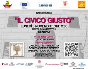Scopri di più sull'articolo GENOVA: INAGURAZIONE DE “IL CIVICO GIUSTO” PRESSO IL SALONE DELL’EPISCOPIO ARCIDIOCESI
