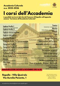 Scopri di più sull'articolo RAPALLO: APERTE ANCORA PER POCHI GIORNI LE ISCRIZIONI ALL’ACCADEMIA CULTURALE