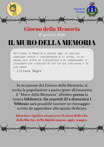 Scopri di più sull'articolo DOLZAGO: GIORNATA DELLE MEMORIA IL GRUPPO CULTURA PAROLA AI CATTADINI “MURO DELLE MEMORIA”