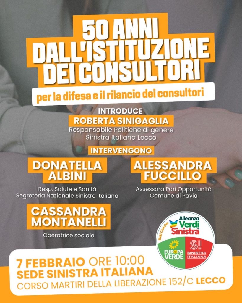 Scopri di più sull'articolo LECCO: 50 anni dall’istituzione dei consultori: un’iniziativa pubblica per difenderli e rilanciarli
