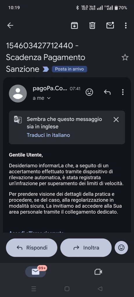 Scopri di più sull'articolo TRUFFE ONLINE ARRIVA VIA MAIL LA RICHIESTA DI PAGARE MULTE INESISTENTI