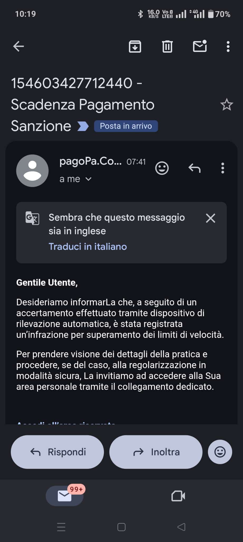 Scopri di più sull'articolo TRUFFE ONLINE ARRIVA VIA MAIL LA RICHIESTA DI PAGARE MULTE INESISTENTI