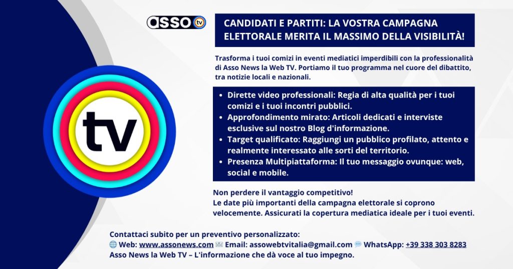 Scopri di più sull'articolo PROMOZIONE POLITICA ELEZIONI MAGGIO 2026 ECCO LA PROPOSTA DI ASSO NEWS