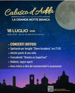 Scopri di più sull'articolo CALUSCO D’ADDA: NOTTE BIANCA A LUGLIO 2026 LUCI SUONI CONDIVISIONE MUSICA GIOCHI E TANTI DIVERTIMENTO