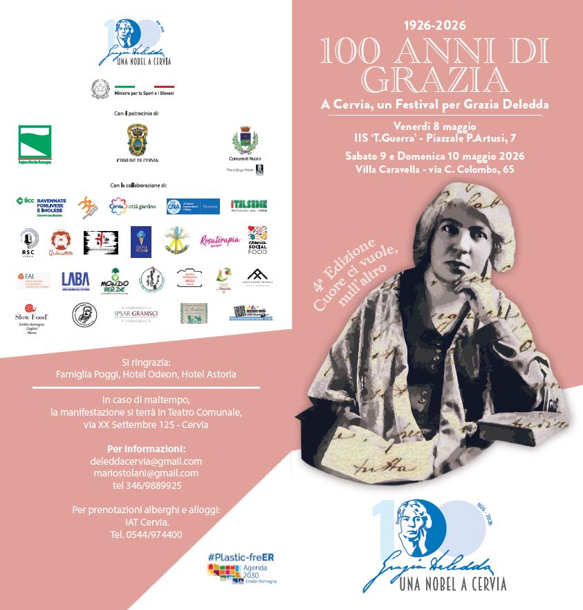 Scopri di più sull'articolo FESTIVAL DI CERVIA PER GRAZIA DELEDDA A 100 ANNI DAL NOBEL NEL GIARDINO DI VILLA CARAVELLA