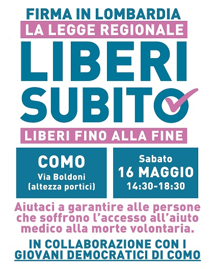 Scopri di più sull'articolo Fine vita, Marco Cappato a Como per la raccolta firme sulla legge regionale