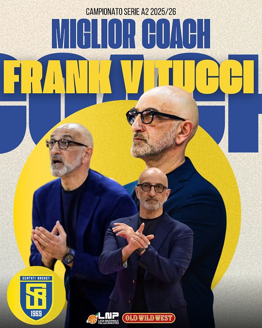 Scopri di più sull'articolo Trofei LNP 2025/2026: Frank Vitucci eletto Miglior Allenatore della Serie A2